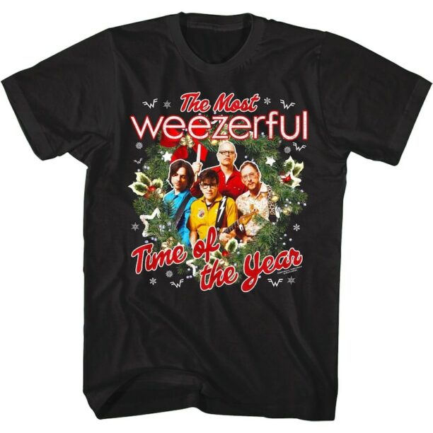 Weezer Men's Shirt Weezerful Time of The Year T-shirt Alternative Rock Music Graphic Tee Concert Tour Merch Gift For