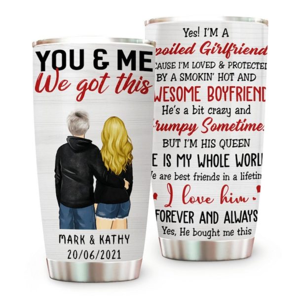 You And Me We Got This, Couple Custom Tumbler, Gift For Couple, Partners, Husband and Wife, Custom Name And Hair