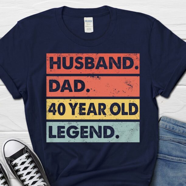 Husband Dad 40 Year Old Legend Shirt, 40th Birthday Gift for Him, Men's 40th Birthday Tee