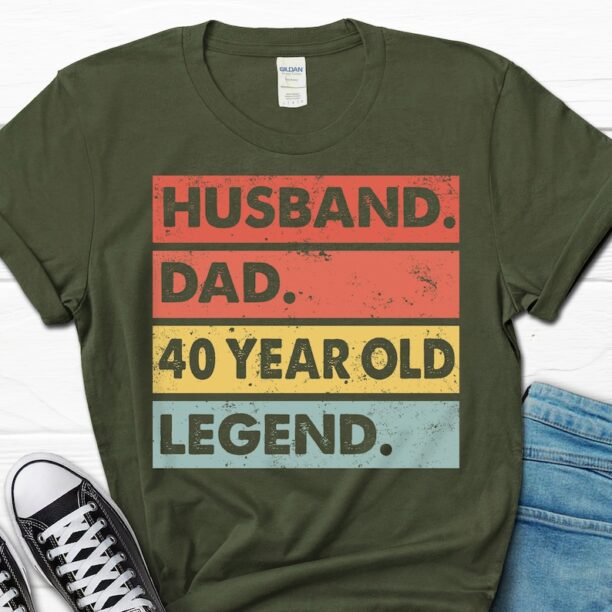 Husband Dad 40 Year Old Legend Shirt, 40th Birthday Gift for Him, Men's 40th Birthday Tee