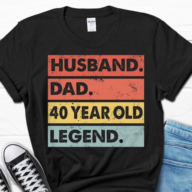 Husband Dad 40 Year Old Legend Shirt, 40th Birthday Gift for Him, Men's 40th Birthday Tee