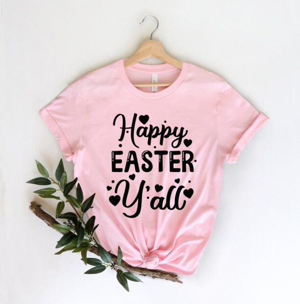 Happy Easter Y'all Shirt, Best Bunny Tee, Easter Cross T-Shirt, Gift For Mama, Easter Day Shirt, Best Easter T-shirt