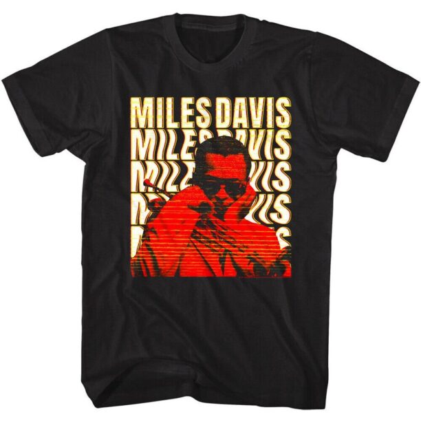 Miles Davis Warped Trumpet Men's T-shirt American Trumpeter Legend Poster Shirt Live NYC Music Concert Tee Jazz Rock