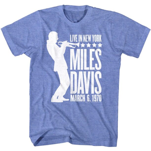 Miles Davis Trumpet T-shirt Men American Trumpeter Legend Silhouette Shirt 1970 Live New York Concert Tee Jazz Rock Band