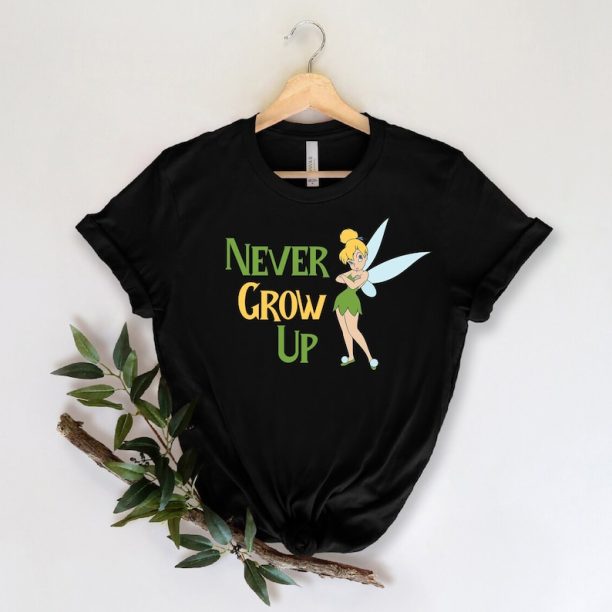 Never Grow Up Tshirt, Tinker bell, Tshirt, Disney Ear Tshirt, Disney Shirt, First Disneyworld Shirt, Disneyland Shirt