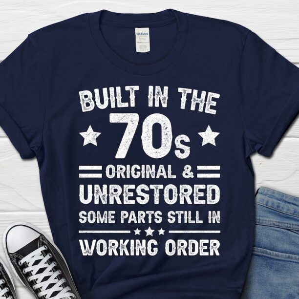 Built In The 70s Gift, Turning 50 Shirt for Men, 50th Birthday Gift, Classic Retro Shirt for Him, Dad Birthday Tee