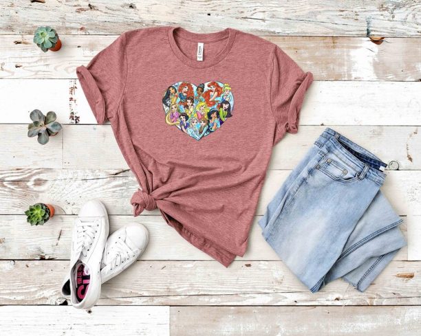 Princess heart Shirt, Cute Princess, Cute Disney Princess Shirt, Disney Princesses Characters Shirt