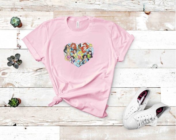 Princess heart Shirt, Cute Princess, Cute Disney Princess Shirt, Disney Princesses Characters Shirt