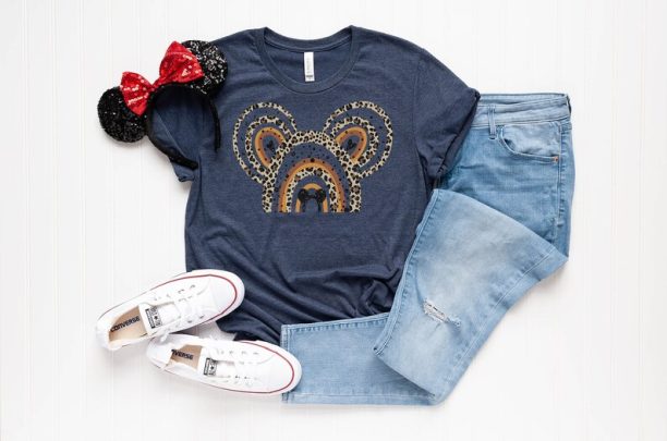 Disney Cheetah rainbow Mickey Ear T-shirt, Cheetah shirt, ,Disney Shirt, Mickey Ear T-shirt, Shirt,Mom