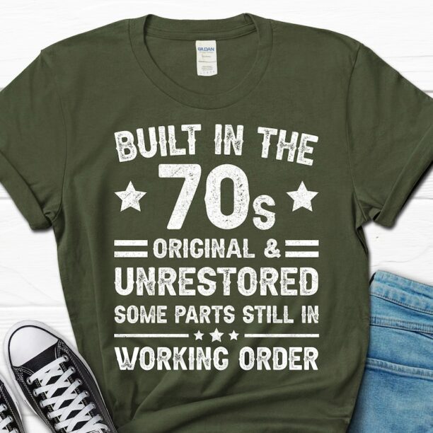 Built In The 70s Gift, Turning 50 Shirt for Men, 50th Birthday Gift, Classic Retro Shirt for Him, Dad Birthday Tee