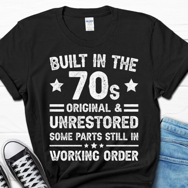 Built In The 70s Gift, Turning 50 Shirt for Men, 50th Birthday Gift, Classic Retro Shirt for Him, Dad Birthday Tee