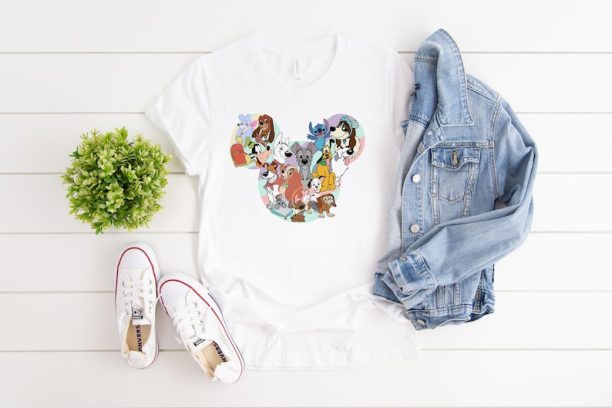 Disney dogs Shirt, Mickey head Disney characters Tshirt Disney Ear Shirt, Women's Unisex Disney T-Shirt Disney Shirt