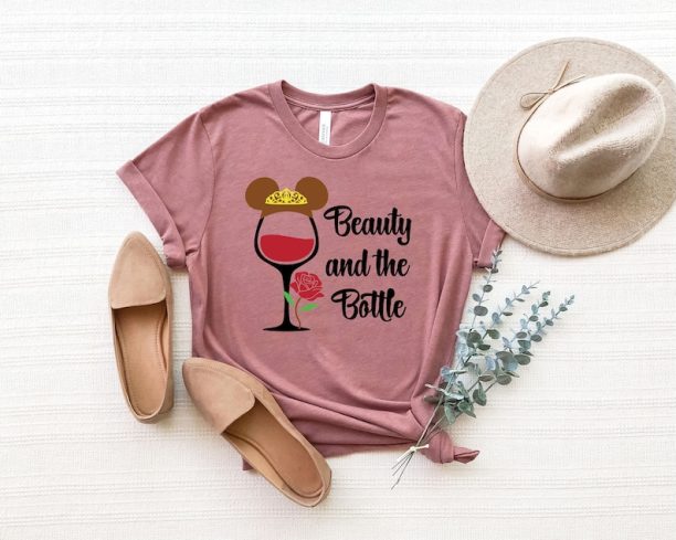 Beauty and the bottle, Princess Drinking Shirts, Wine Princess Shirts