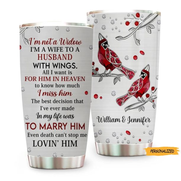 Personalized Memorial Tumbler, Memorial Remembrance Gifts for Loss of Husband, Loved One On Holiday Anniversary