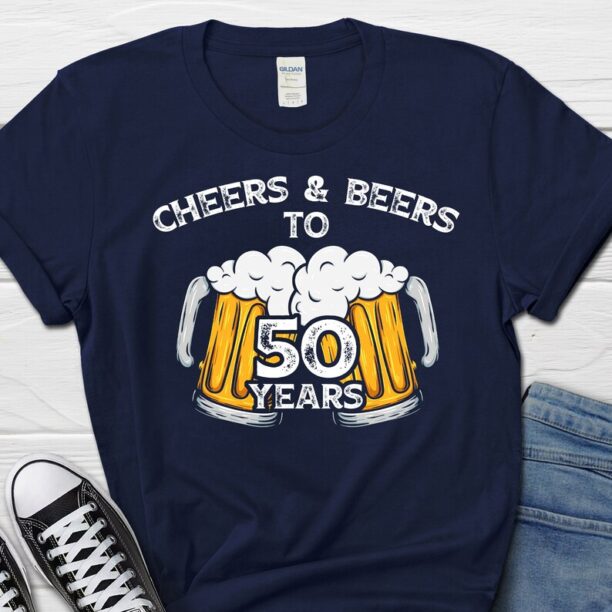 Cheers and Beers To 50 Years Shirt, 50th Birthday Vintage Shirt, 50 Birthday Gift for Men