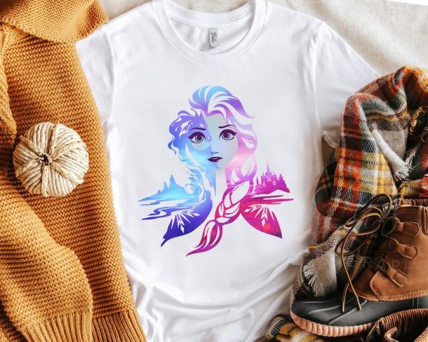 Disney Frozen Elsa Two Tone Gradient Portrait Shirt, Disneyland Vacation Trip