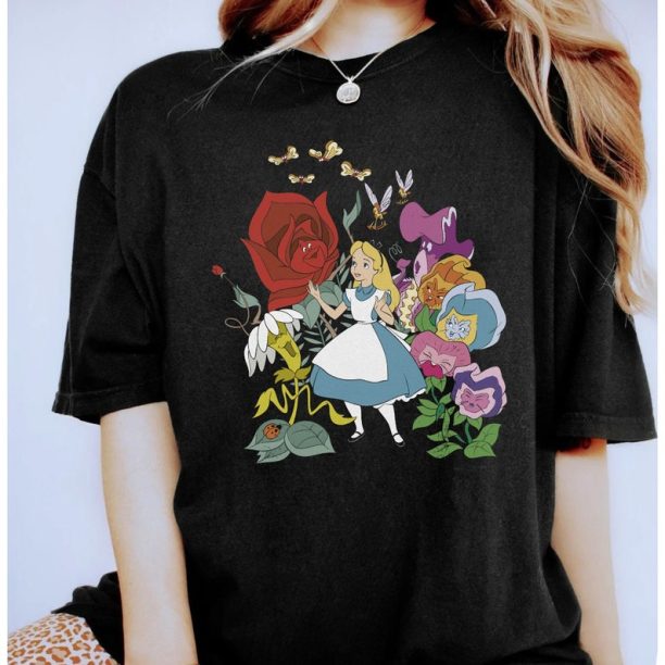 Disney Alice In Wonderland Alice In The Flowers Shirt, Disneyland Vacation Trip