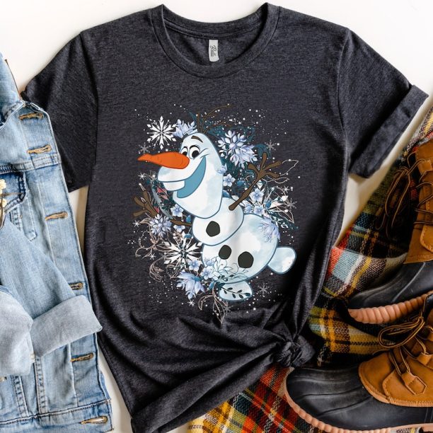 Disney Frozen Olaf Snowflakes And Flowers Raglan Baseball Shirt