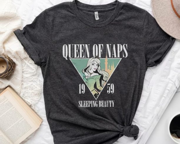 Retro Vintage Disney Sleeping Beauty Nap Queen 1959 Graphic Shirt