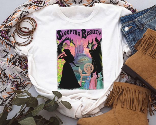 Retro Disney Sleeping Beauty Aurora Maleficent Poster Shirt