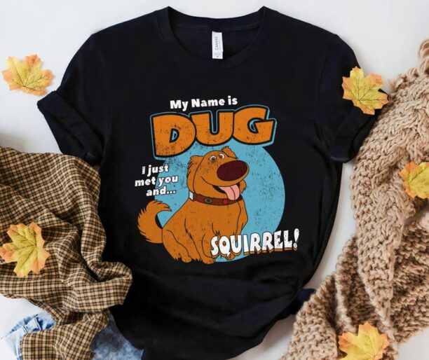 Retro 90s My Name Is Dug Squirrel Shirt Disney Up Dug Dog T-shirt Magic Kingdom Animal Kingdom Disneyland Trip Family