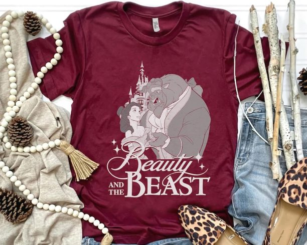 Retro 90s Beauty And The Beast Classic Title Logo Portrait Shirt, Magic Kingdom