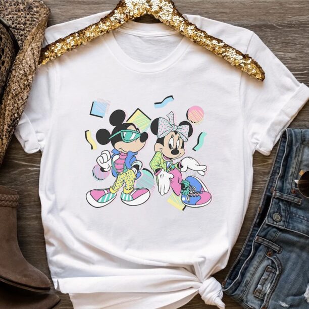 Retro Disney Mickey And Friends Mickey & Minnie 80's Style Shirt, Magic Kingdom