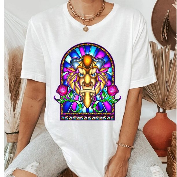 Disney Beauty And The Beast Stained Glass Window Shirt, Disneyland Vacation Trip