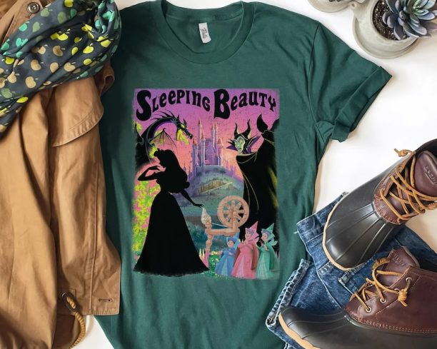 Retro Disney Sleeping Beauty Aurora Maleficent Poster Shirt