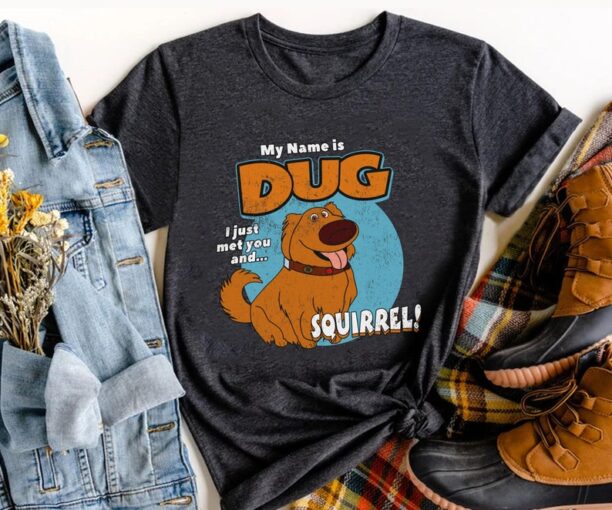 Retro 90s My Name Is Dug Squirrel Shirt Disney Up Dug Dog T-shirt Magic Kingdom Animal Kingdom Disneyland Trip Family