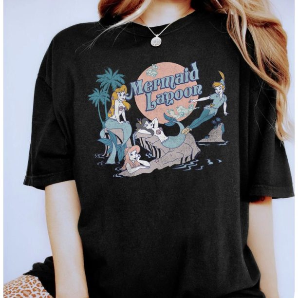 Vintage Retro Disney Peter Pan Mermaid Lagoon Group Shot Shirt, Magic Kingdom Tee