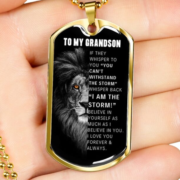 To My Grandson Dog Tag Necklace, Teenager New Driver, Grandson Birthday Gift, Necklace with Engraving, Gift from Grandma