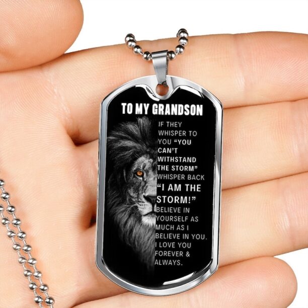 To My Grandson Dog Tag Necklace, Teenager New Driver, Grandson Birthday Gift, Necklace with Engraving, Gift from Grandma