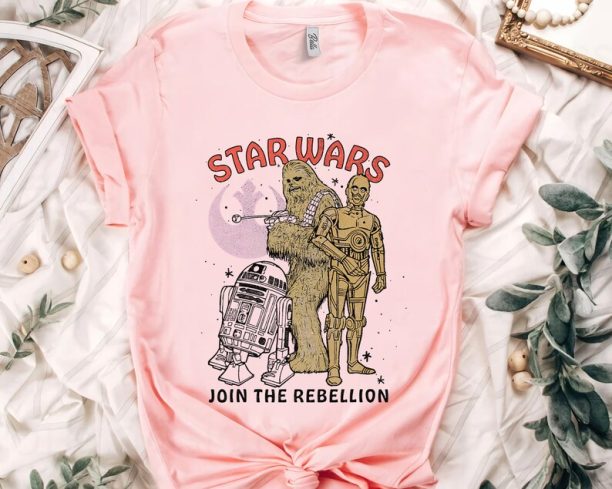 Retro Star Wars Chewbacca R2-D2 C-3PO Join The Rebellion Shirt