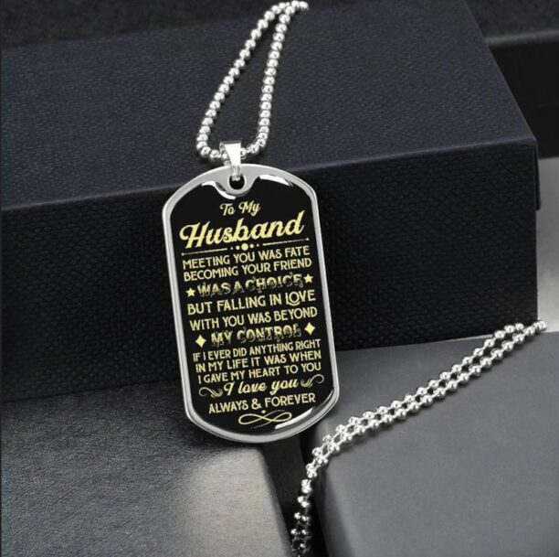 Couples dog tag necklace to my husband meeting you was fate becoming your friend, gift wedding anniversary