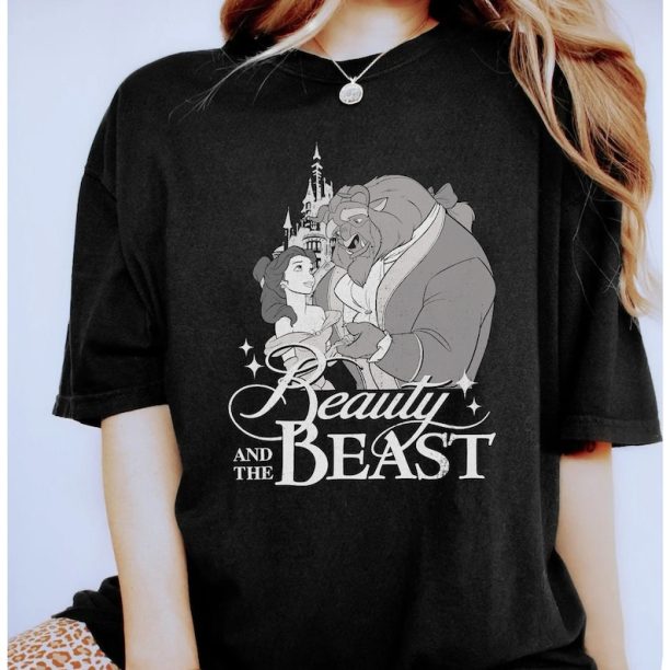 Retro 90s Beauty And The Beast Classic Title Logo Portrait Shirt, Magic Kingdom