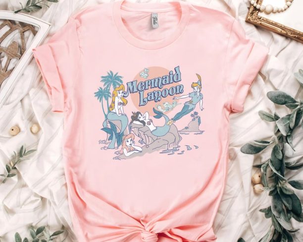 Vintage Retro Disney Peter Pan Mermaid Lagoon Group Shot Shirt, Magic Kingdom Tee