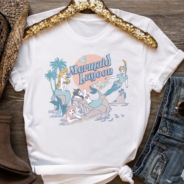 Vintage Retro Disney Peter Pan Mermaid Lagoon Group Shot Shirt, Magic Kingdom Tee