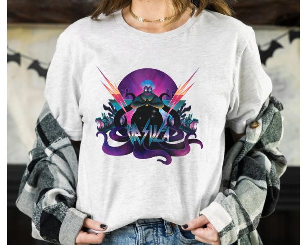 Disney Villains Ursula 90s Rock Band Neon Shirt, Disneyland Vacation Holiday Trip