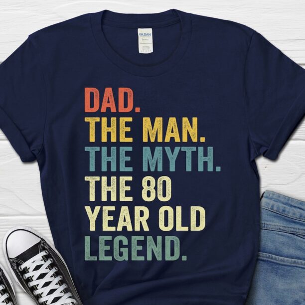 Dad The Man The Myth The 80 Year Old Legend Gift, 80th Birthday Men's Shirt, 80 Birthday Gift For Men