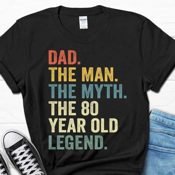 Dad The Man The Myth The 80 Year Old Legend Gift, 80th Birthday Men's Shirt, 80 Birthday Gift For Men