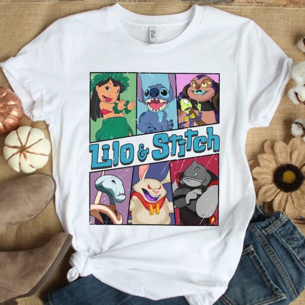 Retro Disney Lilo And Stitch Characters Vintage T-shirt