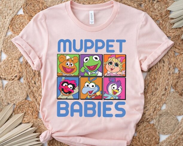 Disney Muppet Babies Squares T-shirt, Kermit the Frog Gonzo Miss Piggy Tee