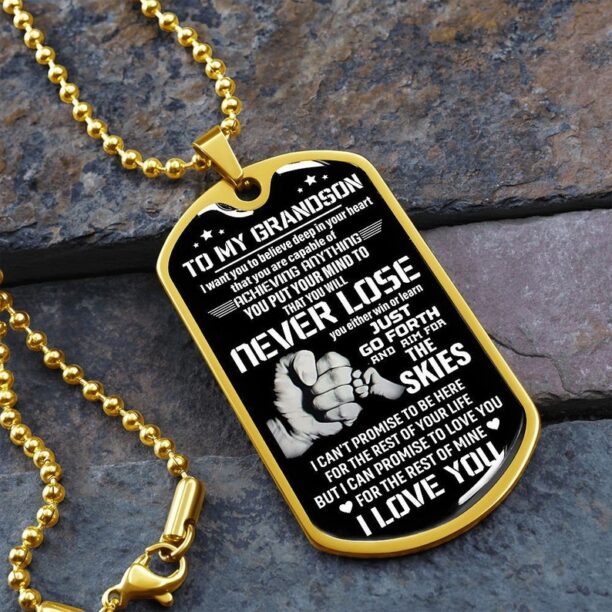 BESTSELLER To Grandson Dog Tag Necklace, Grandson Birthday from Grandpa, Personalized Grandson Dog Tag