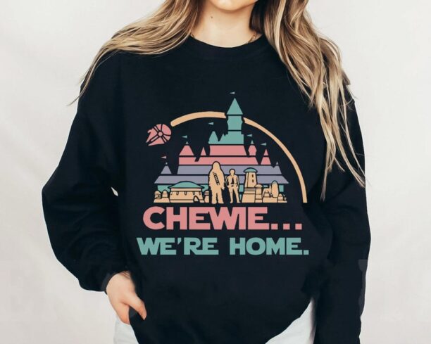 Chewie We're Home Chewbacca Disney Castle Pastel Color Sweatshirt Star Wars Disney Shirt Galaxy's Edge Disneyland Park