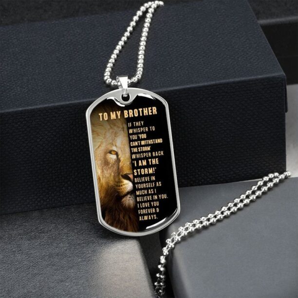 Brother Birthday Gift From Brother, Dog Tag Necklace for Christmas Gifts To Brother, To My Brother Engraved Necklace