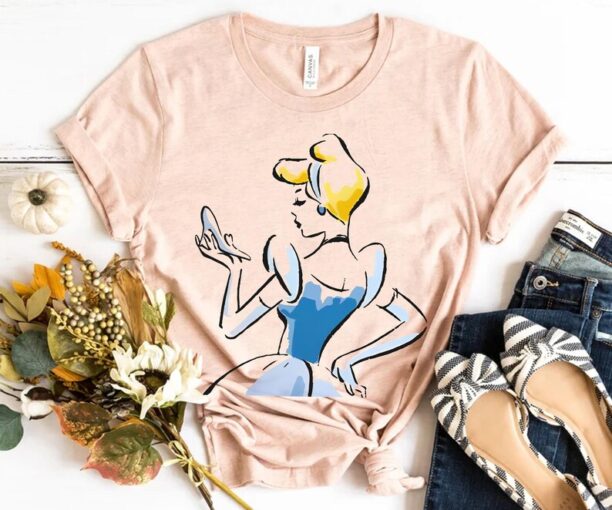 Cinderella Sketch Portrait Shirt / Disney Princess T-shirt / Walt Disney World Tee / Disneyland Family Vacation Trip /