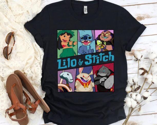 Retro Disney Lilo And Stitch Characters Vintage T-shirt