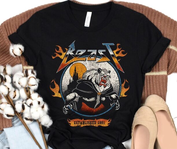 Retro Beauty and the Beast Metal Rock Shirt / Walt Disney World T-shirt / Rock Music / Magic Kingdom Park / Disneyland