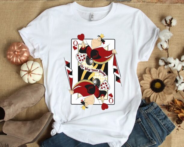 Disney Alice In Wonderland Queen Of Hearts Playing Card T-shirt